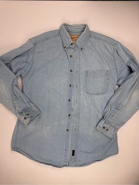 Vintage Woolrich Light Blue Denim Button-Down Shirt